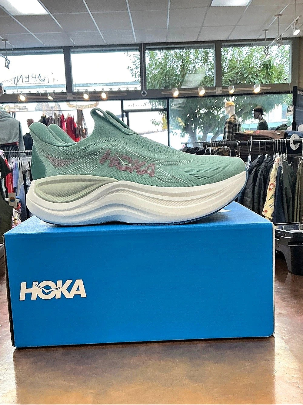 HOKA W Skyward Laceless Jadeite / Cielo Blue 7.5B